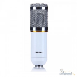 Microfone Condensador Profissional Studio E Tripé Branco